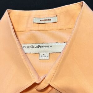Perry Ellis Portfolio‎ Shirt Men's 17.5 32/33 Coral color Long Sleeve Collar